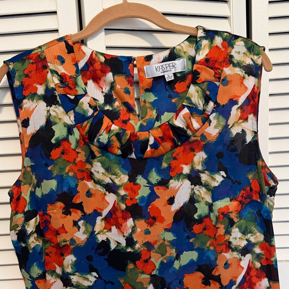 Kasper Women's Floral Sleeveless Blouse - Blue, Orange, Black